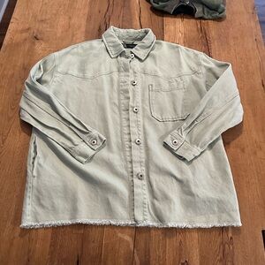 Zara denim overshirt jacket in a light green